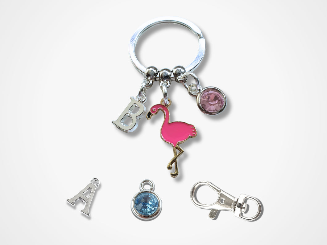 Flamingo Lover Keyring - Silver and Enamel