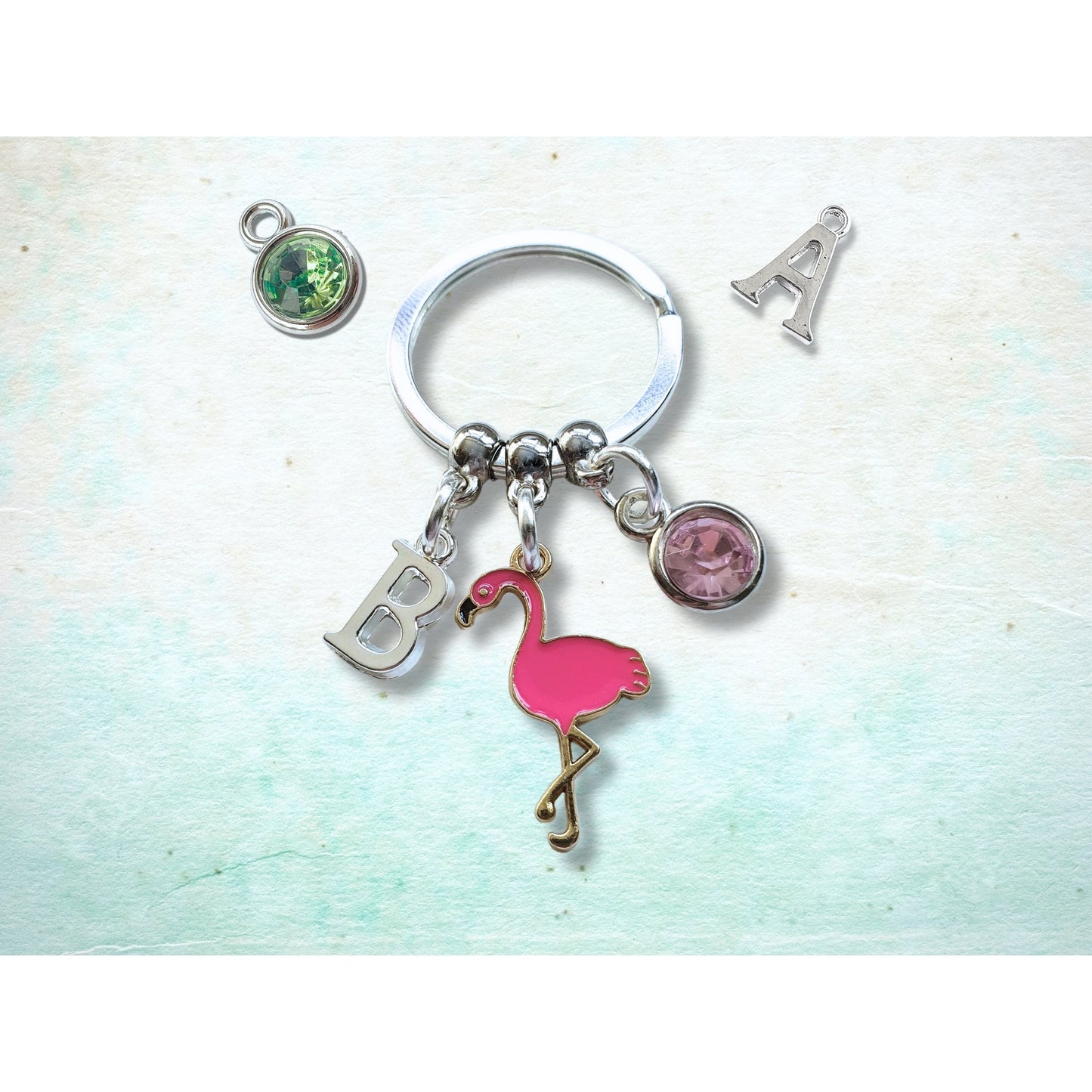 Flamingo Lover Keyring - Silver and Enamel