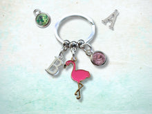 Load image into Gallery viewer, Flamingo Lover Keyring - Silver and Enamel
