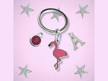 Load image into Gallery viewer, Flamingo Lover Keyring - Silver and Enamel
