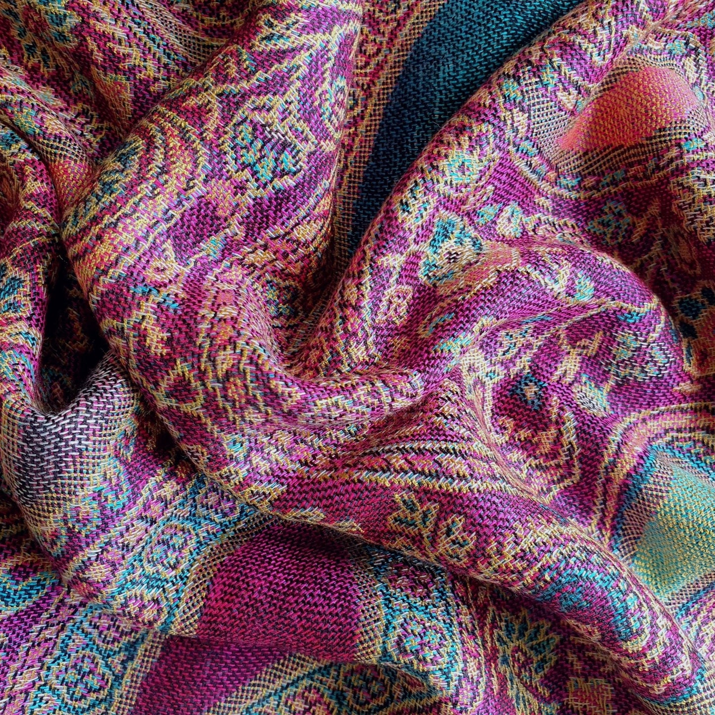 Pashmina Style Woven Paisley Scarf - Pink