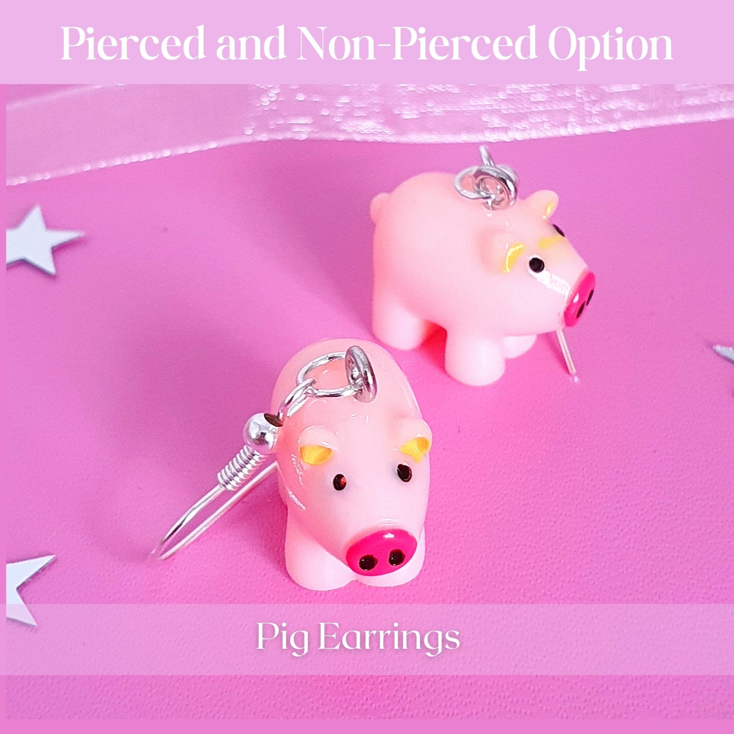 Pig Earrings - Pink