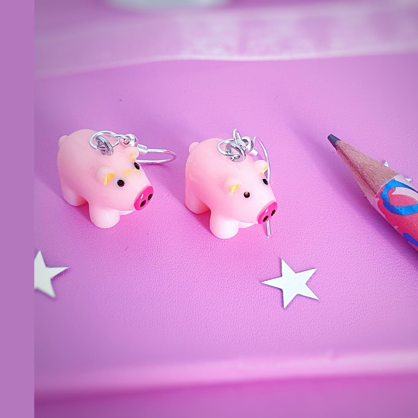 Pig Earrings - Pink