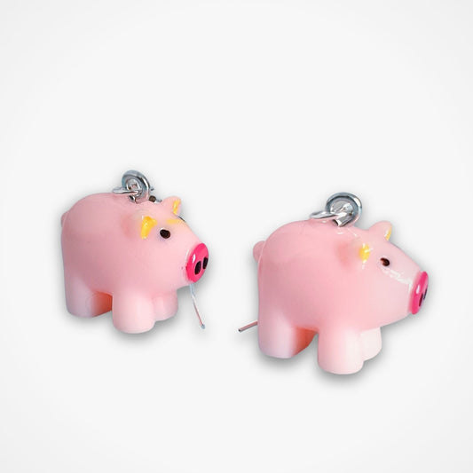 Pig Earrings - Pink