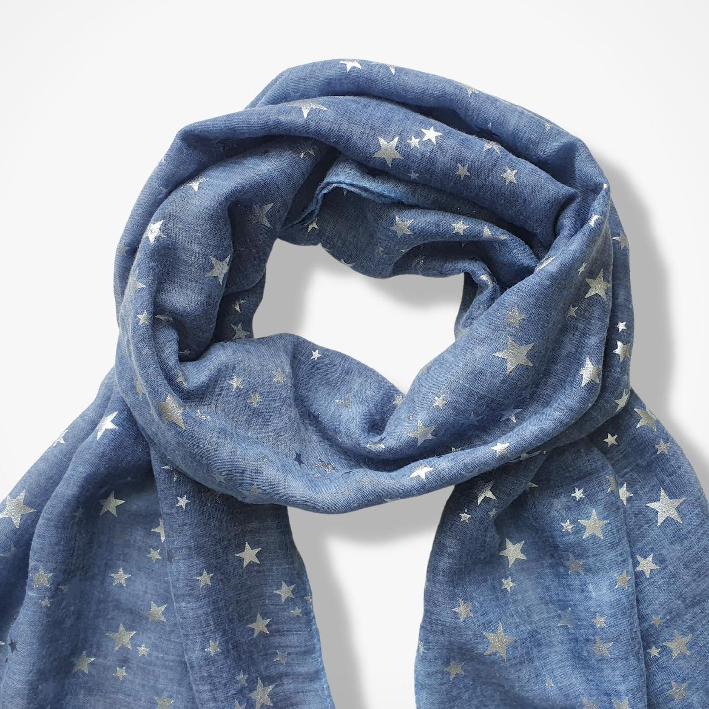 Celestial Starry Foiled Star Women's Scarf in Blue~ Personalised Gift for Her