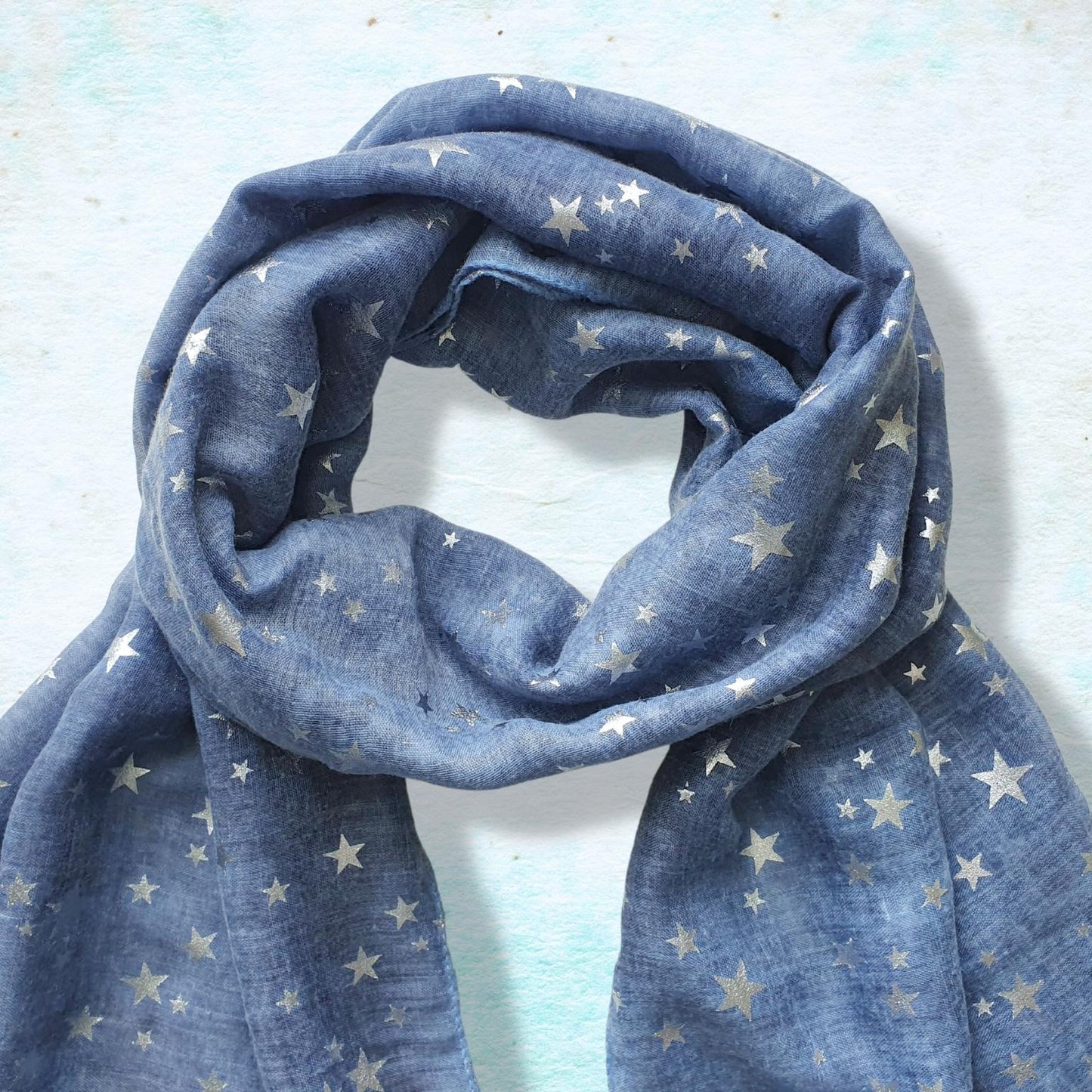 Celestial Starry Foiled Star Women's Scarf in Blue~ Personalised Gift for Her