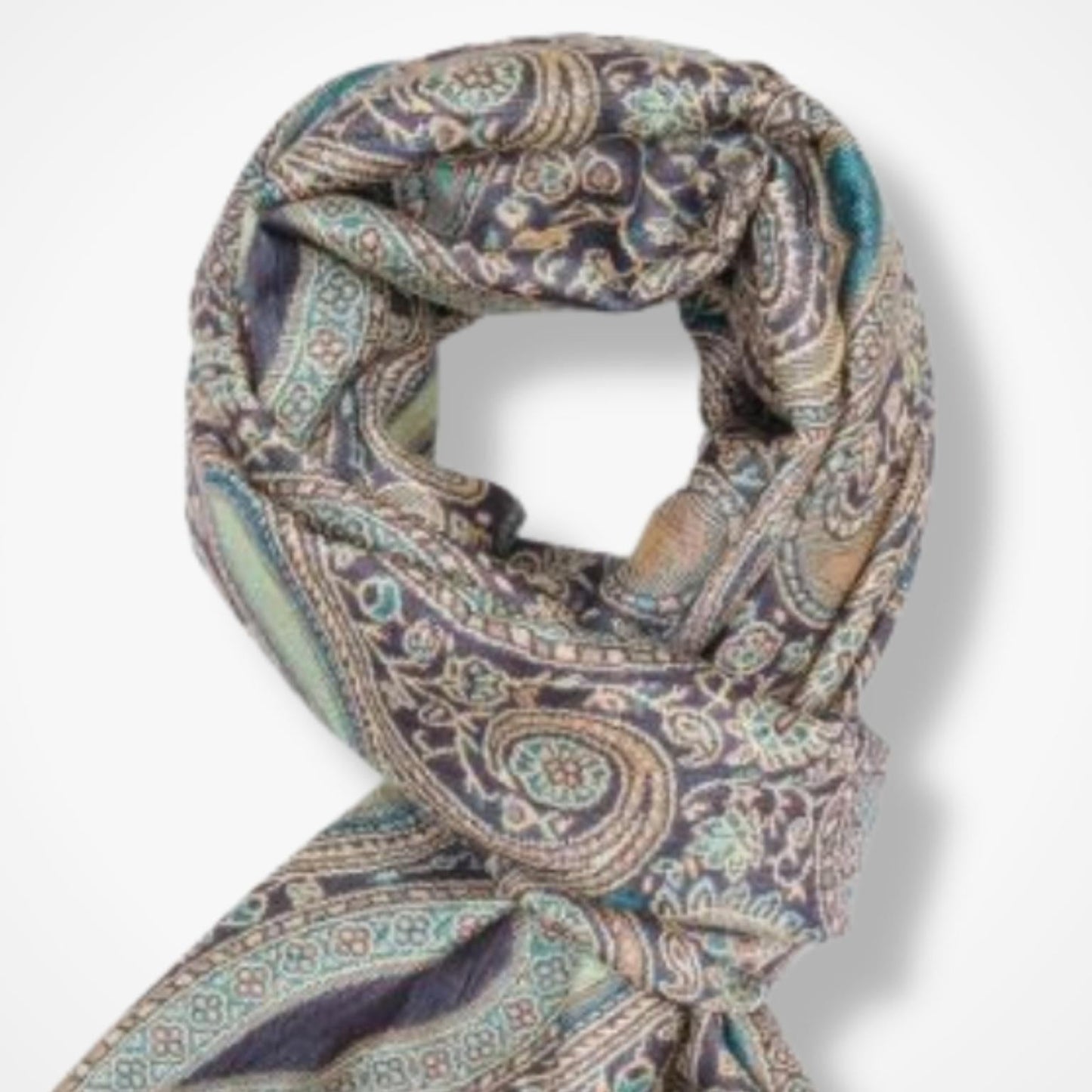 Pashmina Style Woven Paisley Scarf - Purple