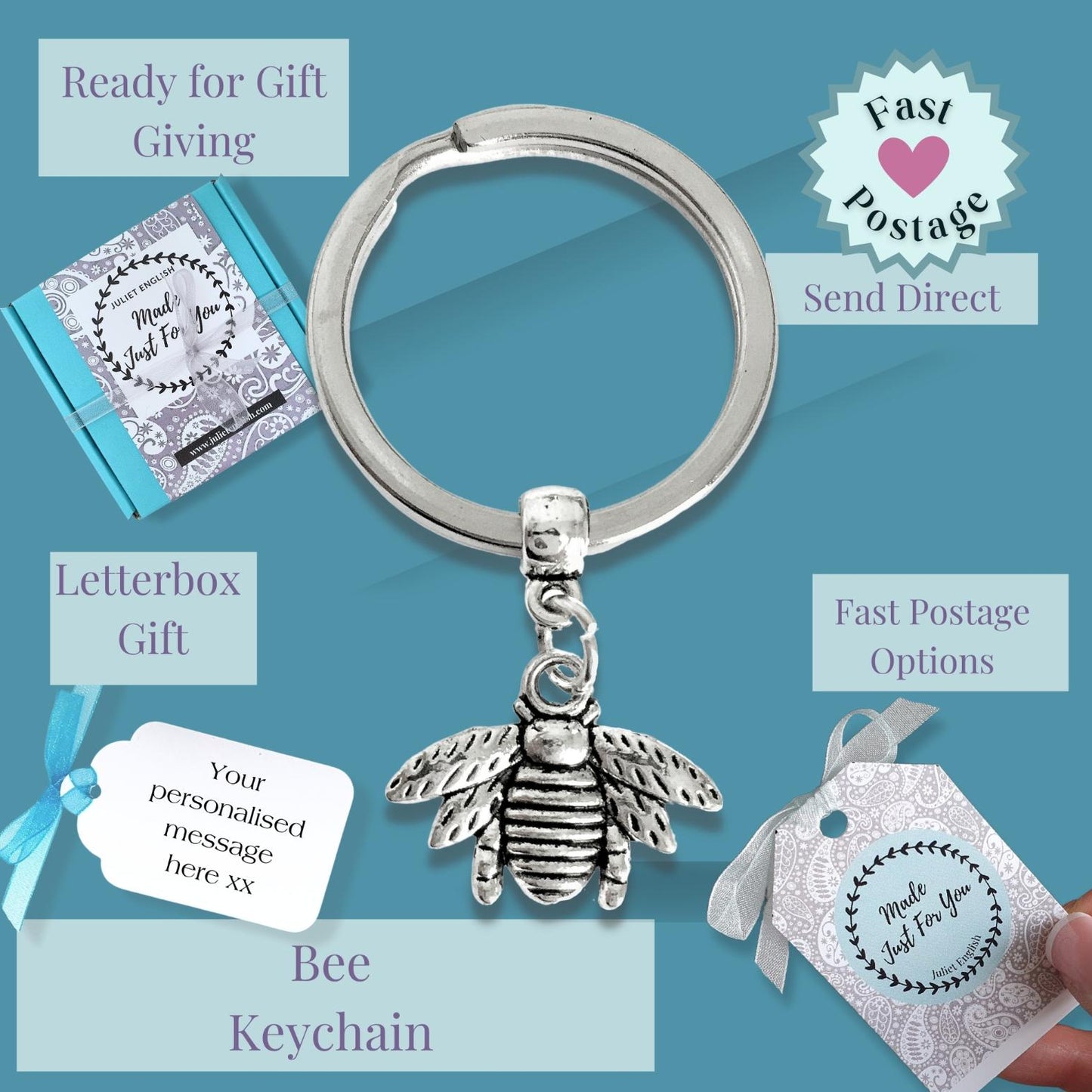 Bee Keyring - Silver