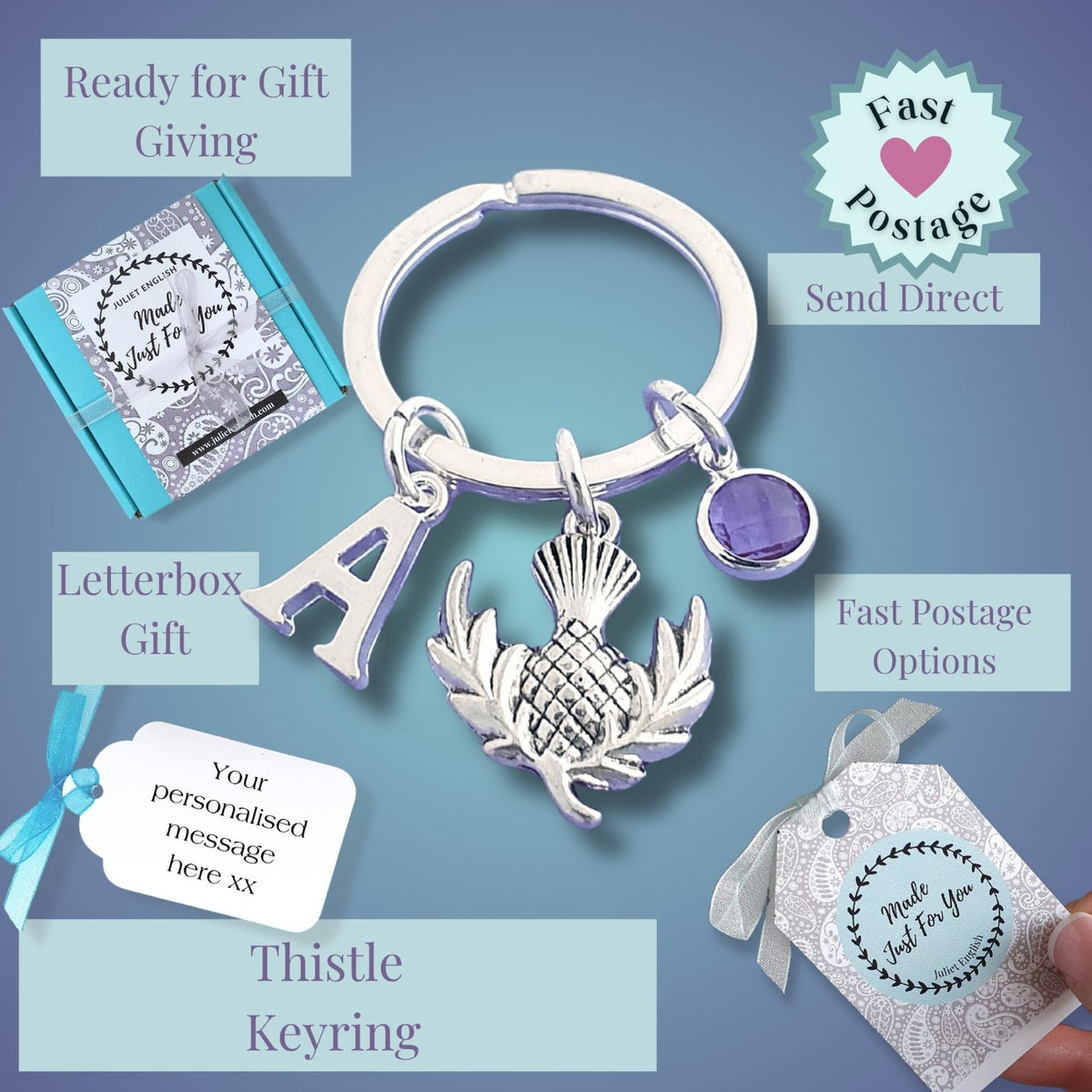 Custom Silver Thistle Keyring – Personalised Scotland Heritage Gift