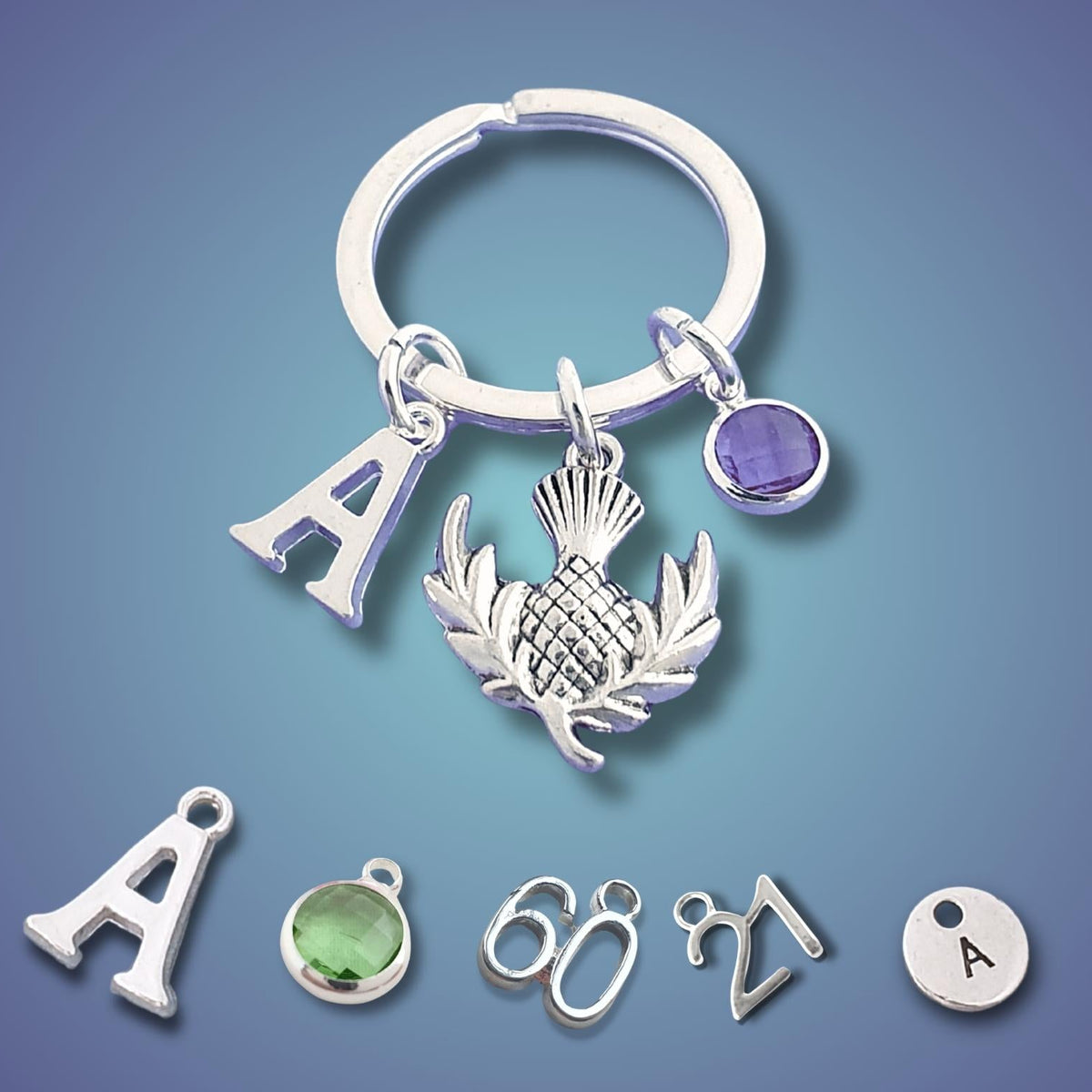 Custom Silver Thistle Keyring – Personalised Scotland Heritage Gift