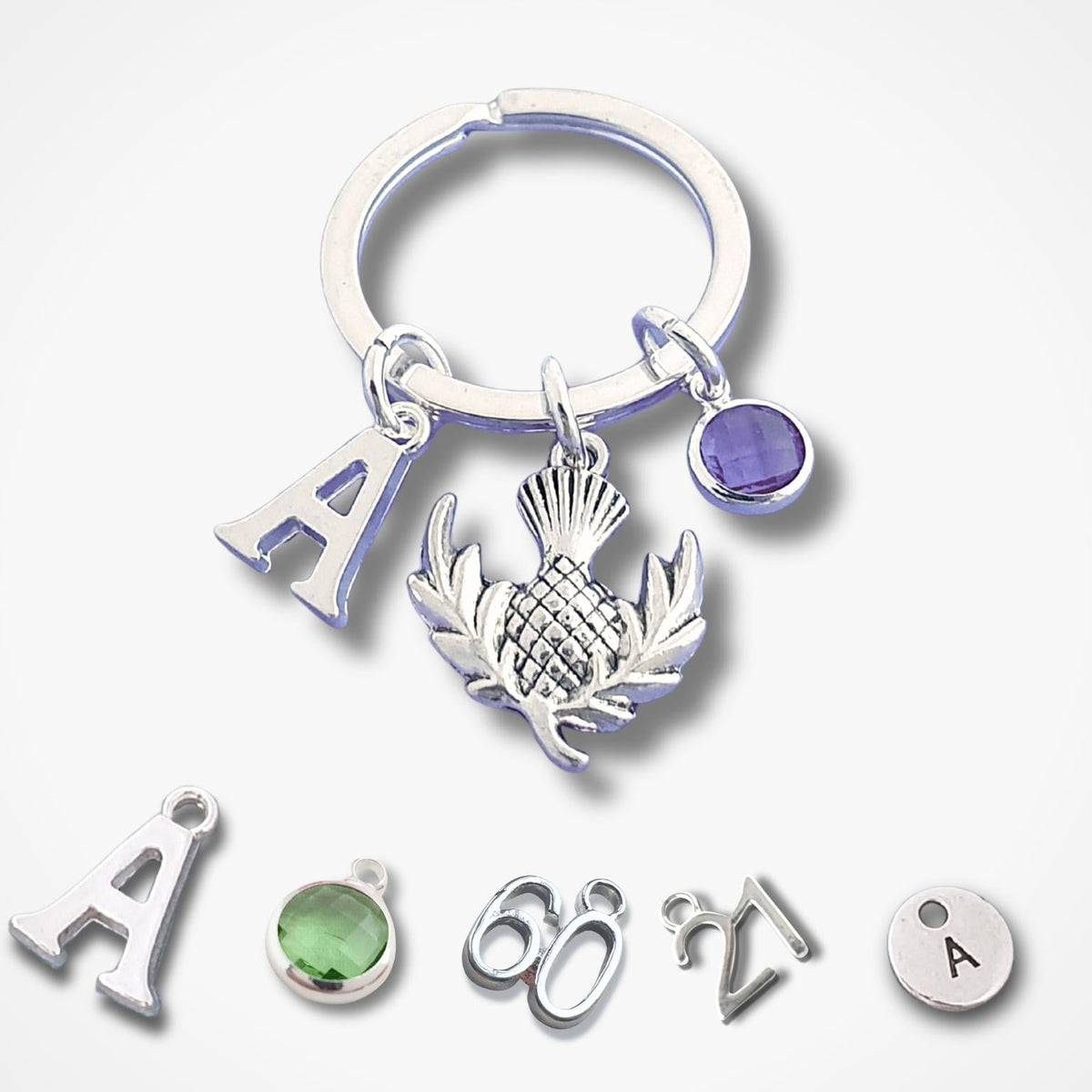 Custom Silver Thistle Keyring – Personalised Scotland Heritage Gift