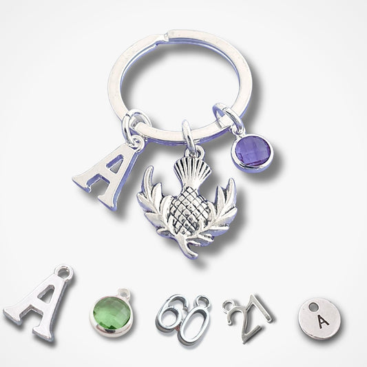 Custom Silver Thistle Keyring – Personalised Scotland Heritage Gift