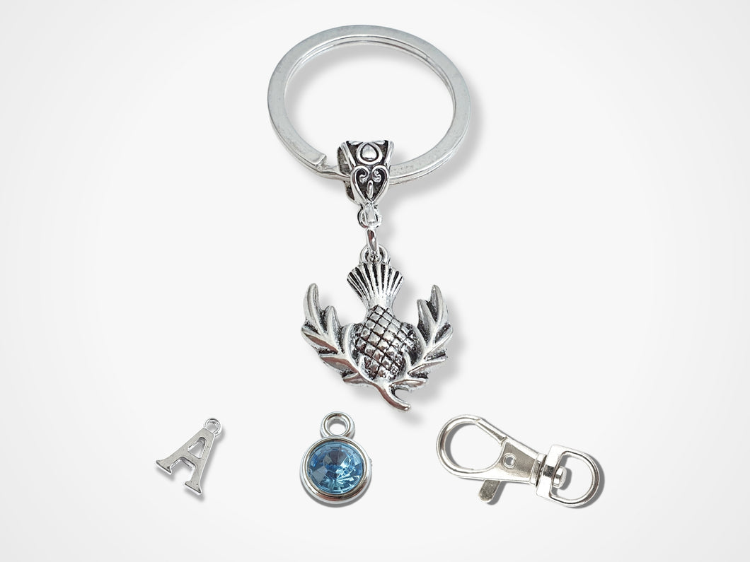 Scottish Thistle Keyring - Silver