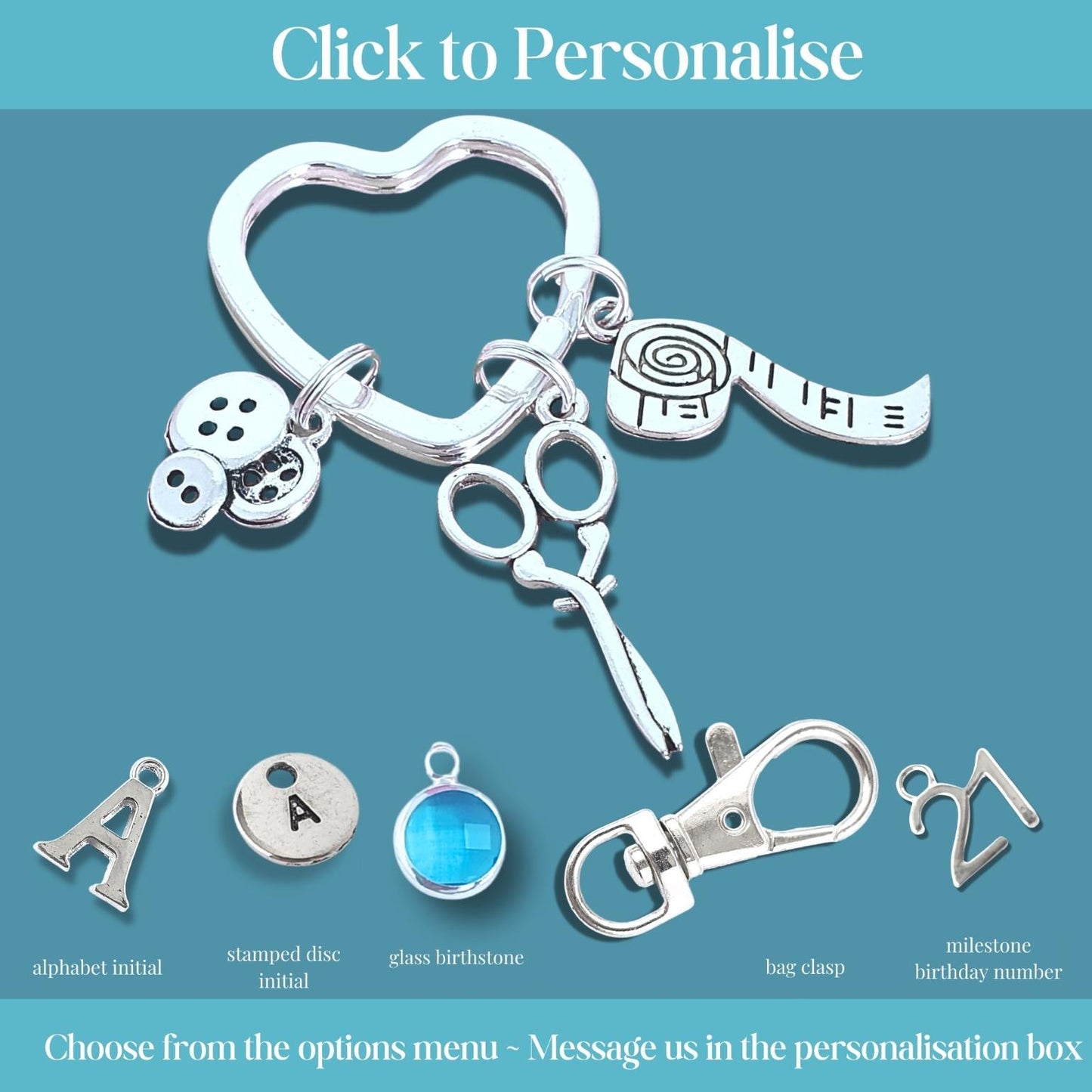 Sewing Keyring - Silver