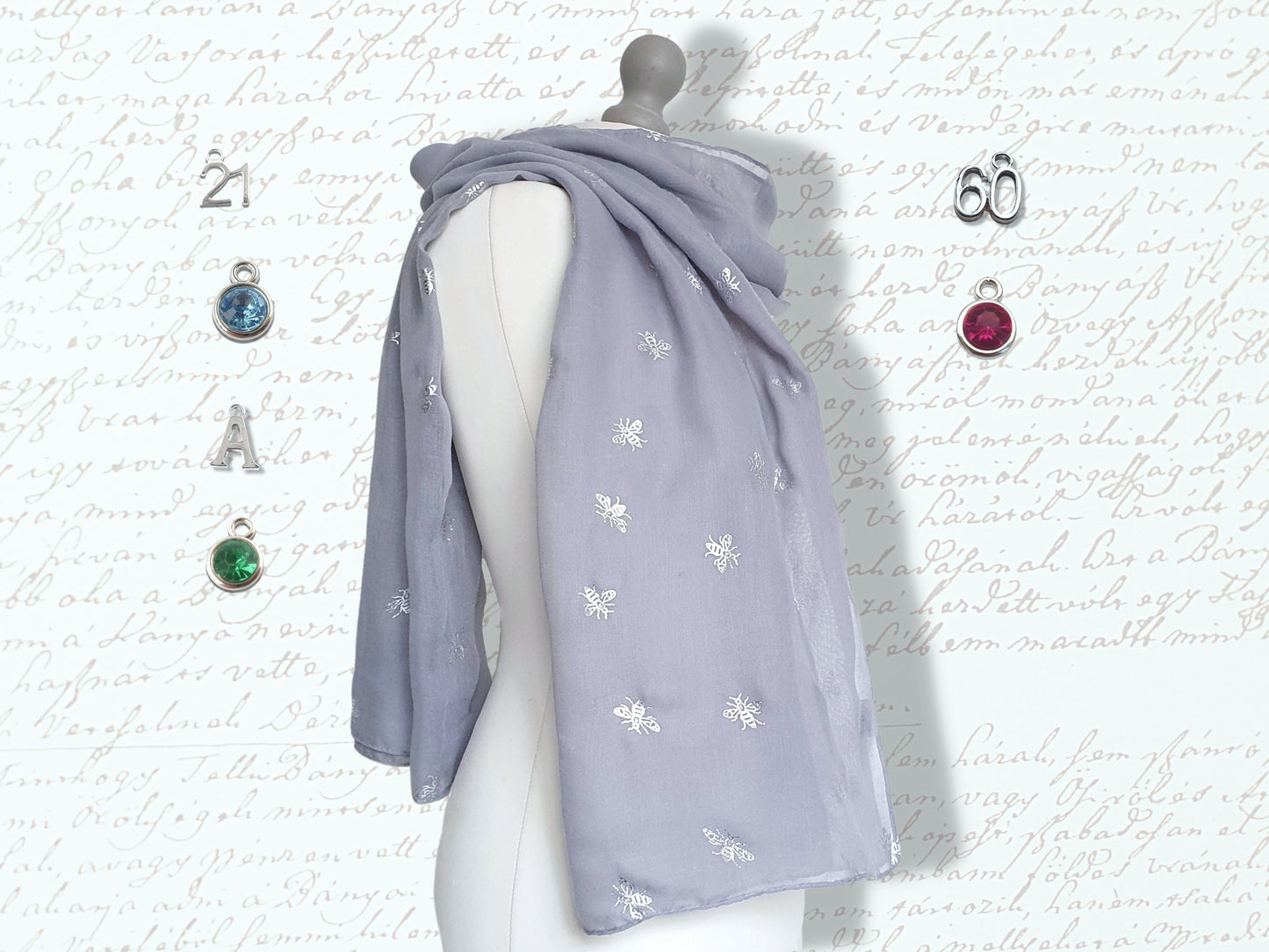 Foil Bee Scarf - Grey