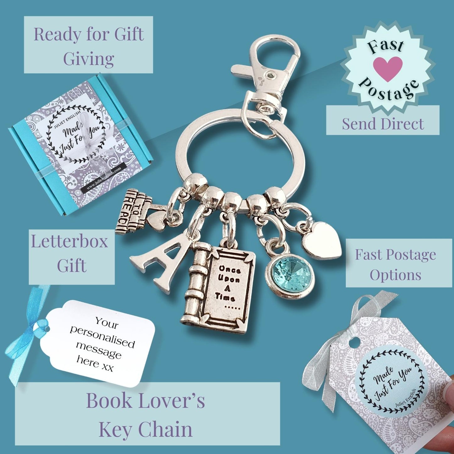 Reading Lover's Keyring - Silver