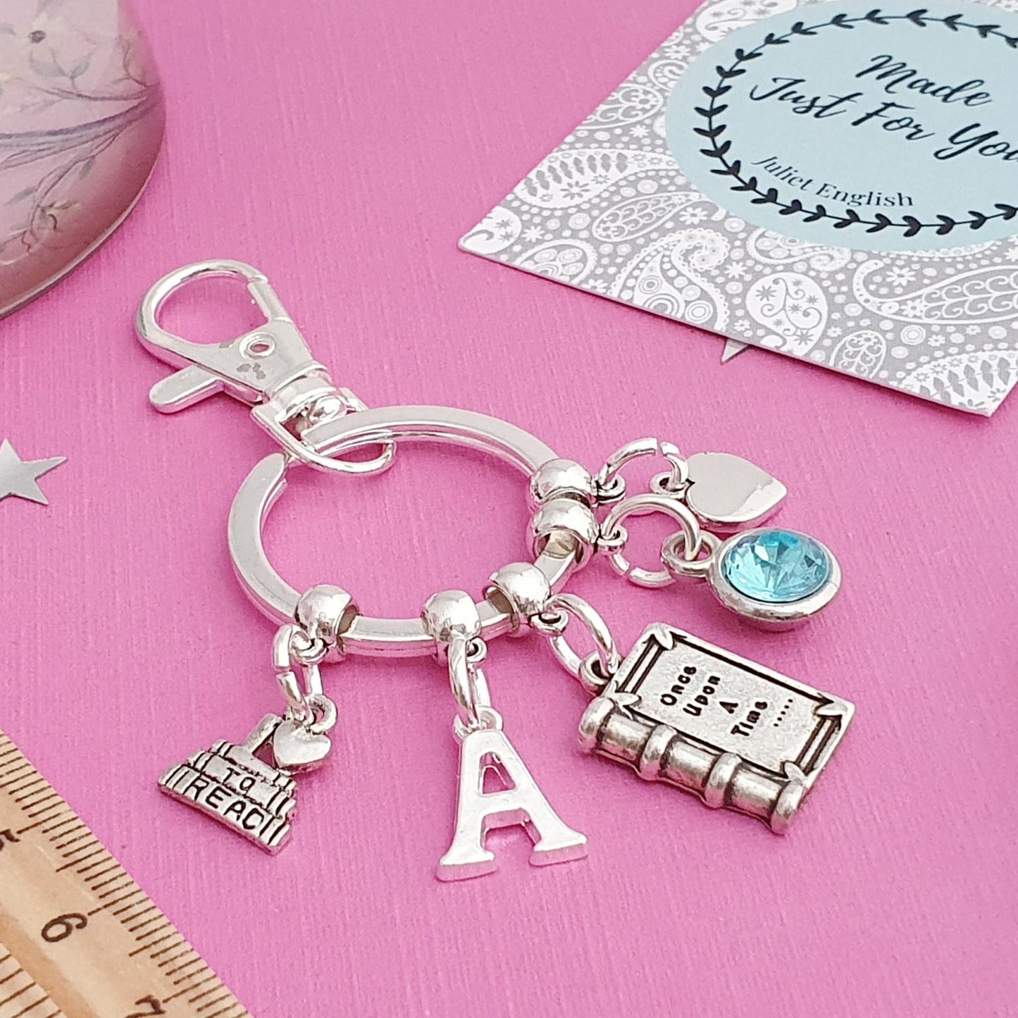 Reading Lover's Keyring - Silver