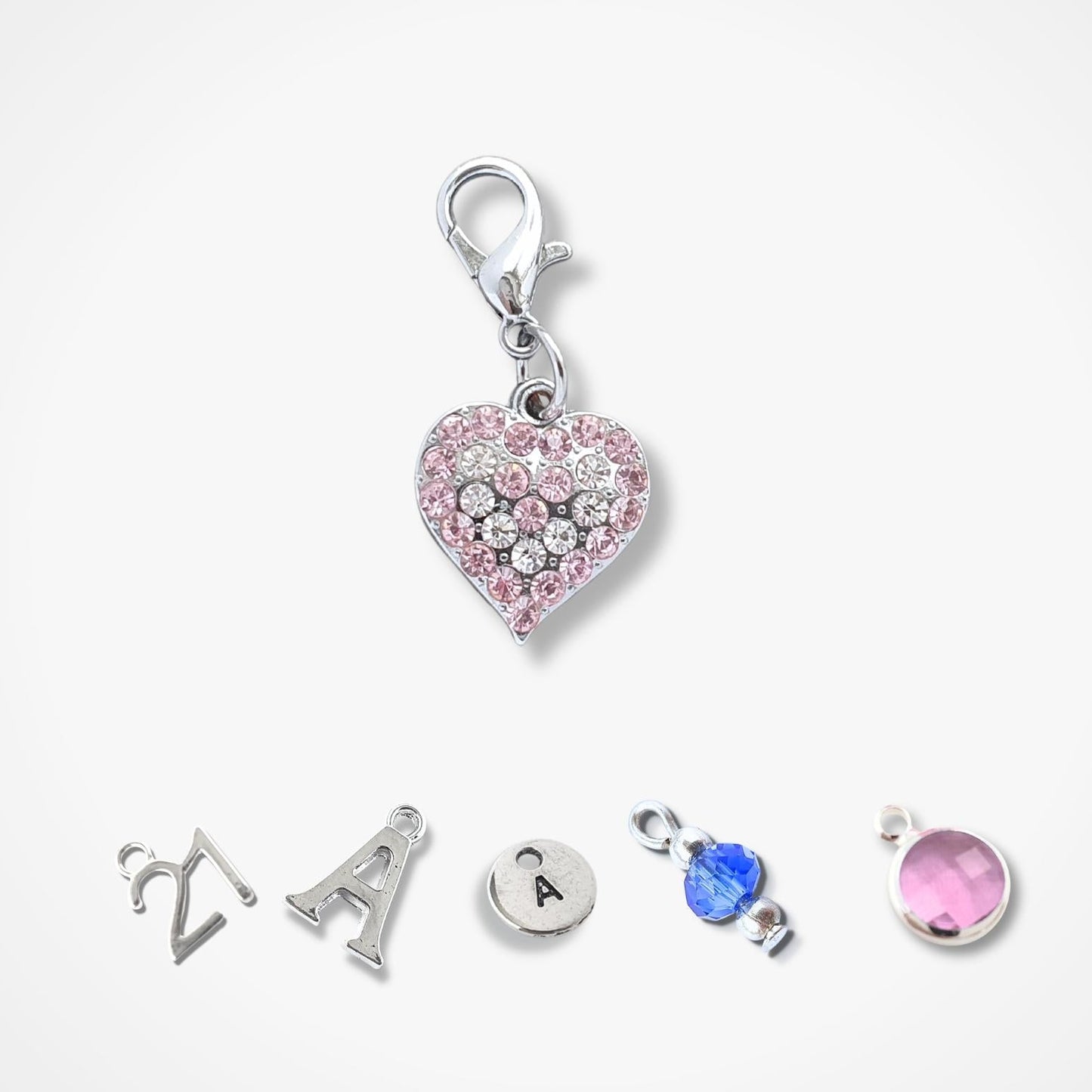 Sparkly Clip On Heart Charm - Silver