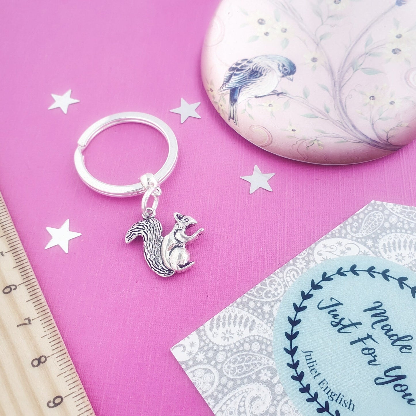 Squirrel Keyring - Silver