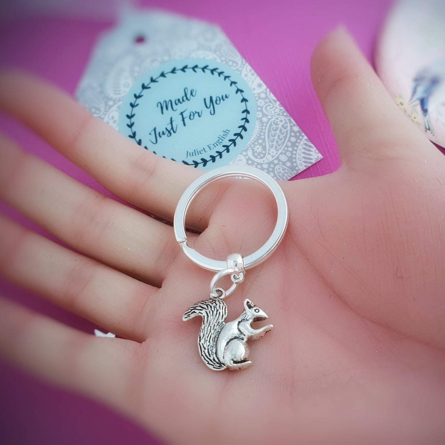 Squirrel Keyring - Silver