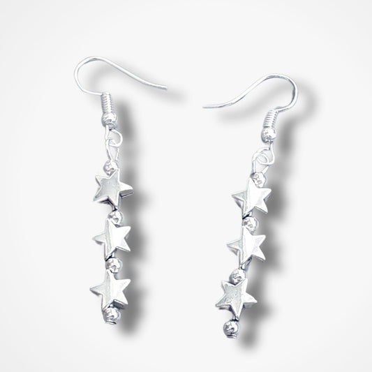 3 Decades Star Earrings - Silver