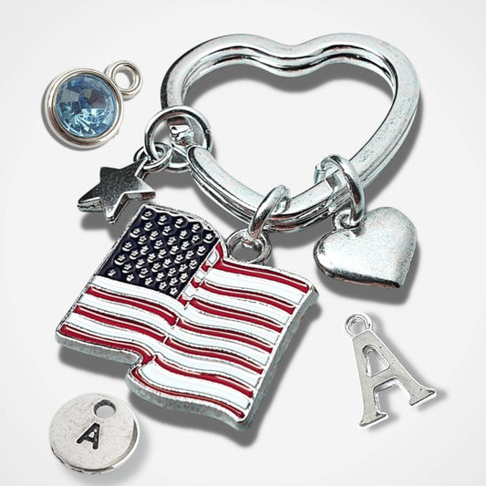 Stars and Stripes Keyring - Silver