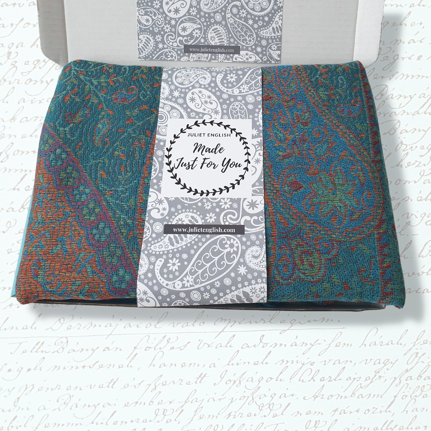 Pashmina Style Paisley Scarf - Blue Green