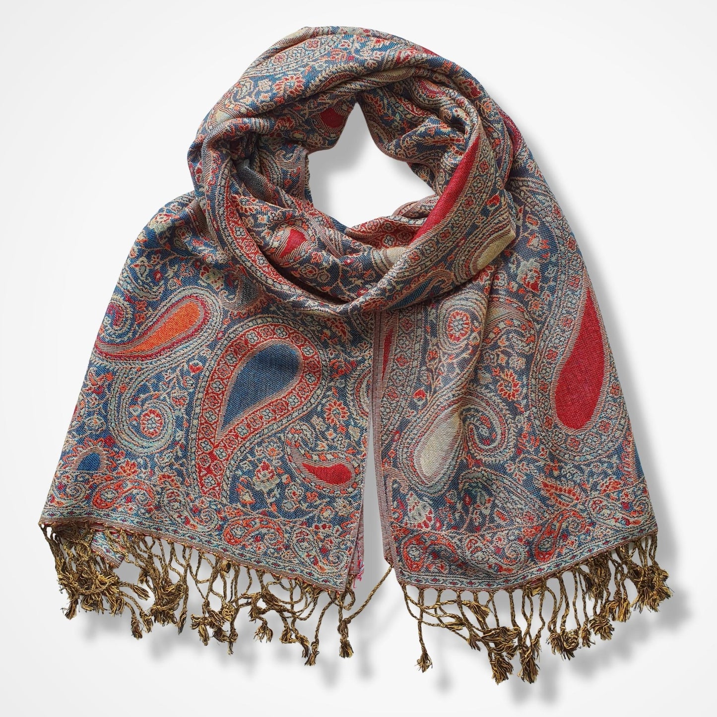 Pashmina Style Woven Paisley Scarf - Teal