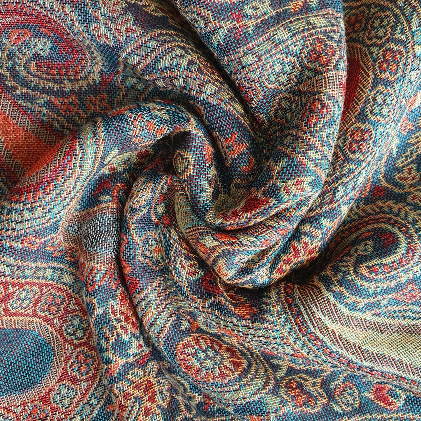 Pashmina Style Woven Paisley Scarf - Teal