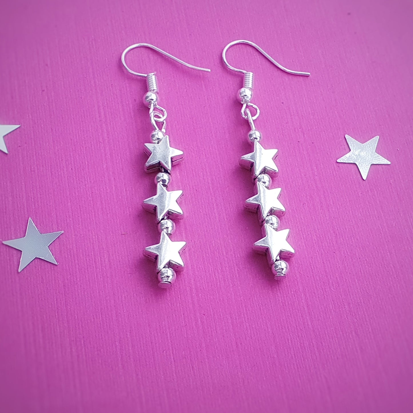 3 Decades Star Earrings - Silver