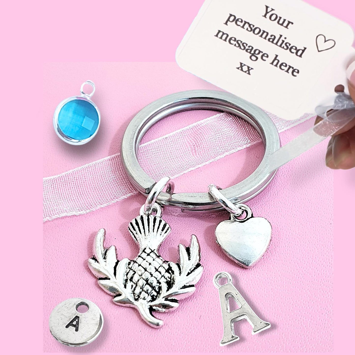 Scottish Thistle Keyring - Silver