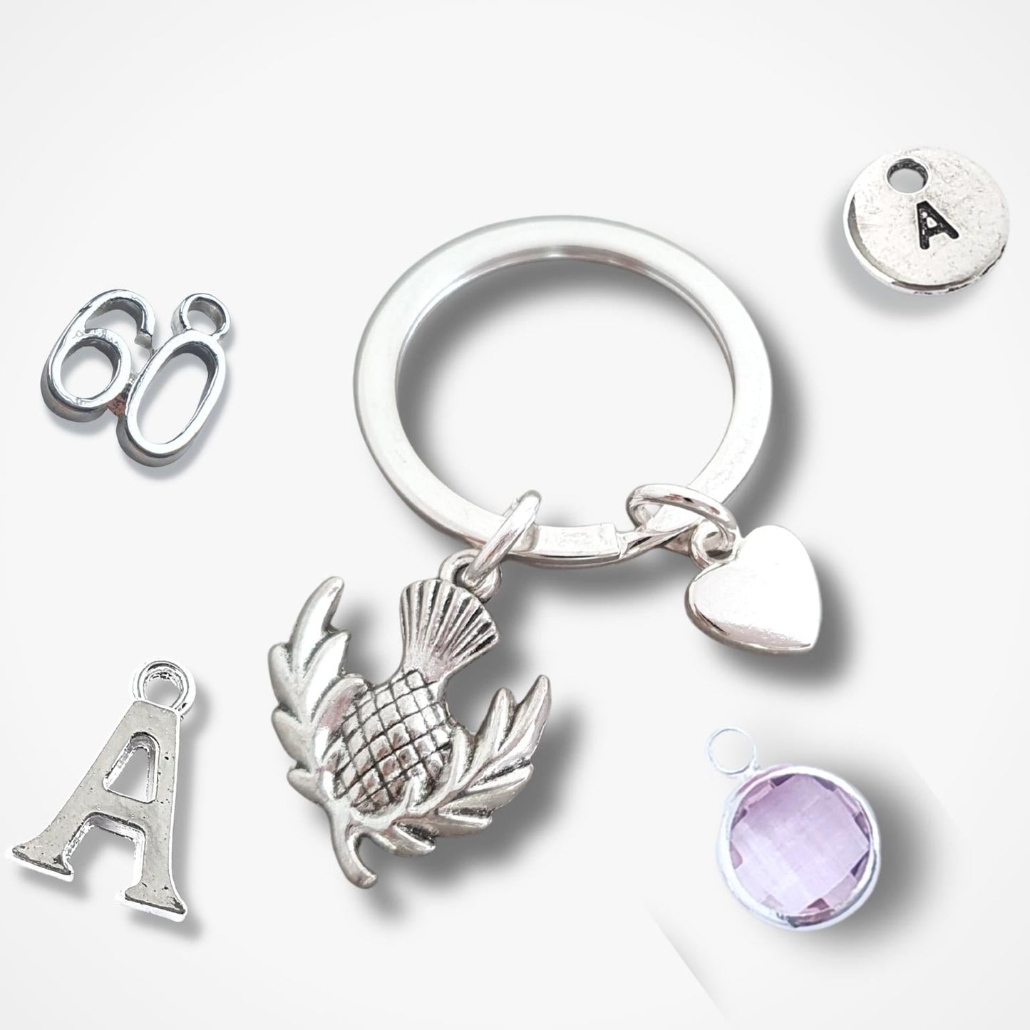 Scottish Thistle Keyring - Silver