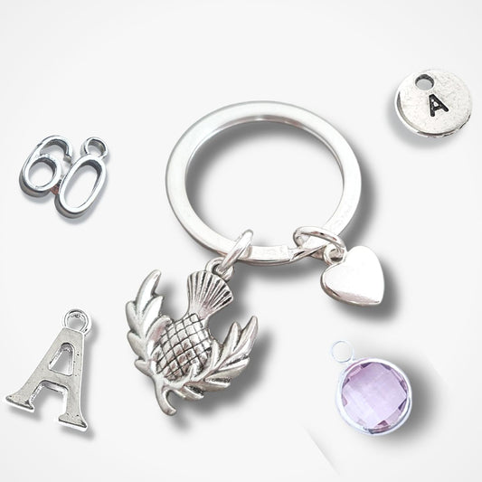 Scottish Thistle Keyring - Silver