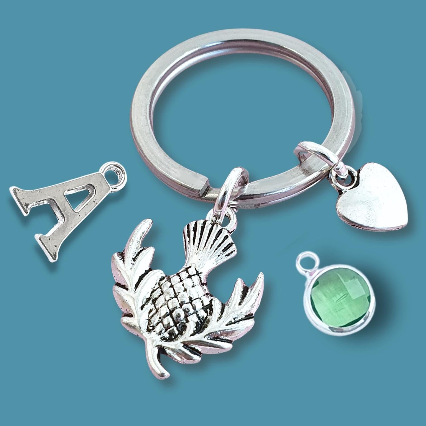 Scottish Thistle Keyring - Silver