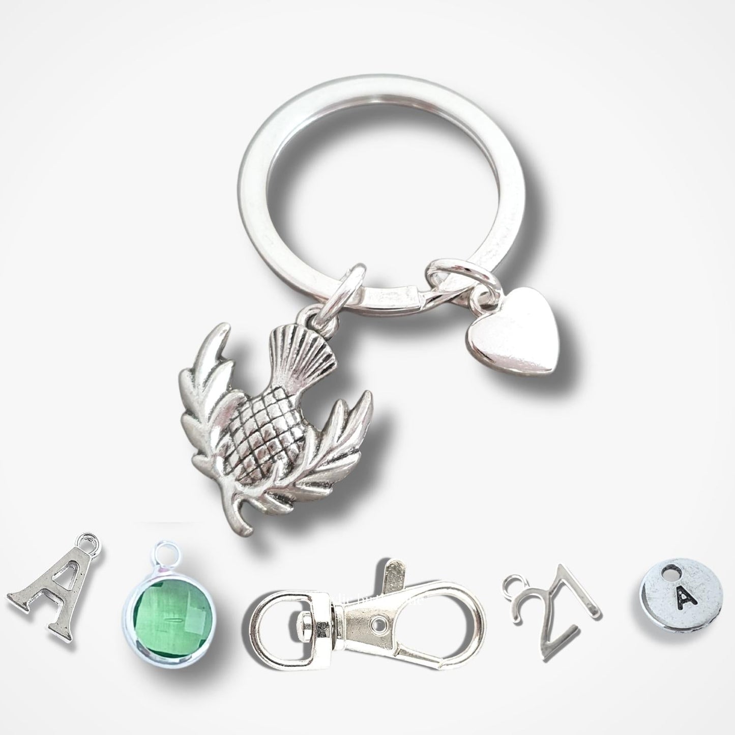 Scottish Thistle Keyring - Silver