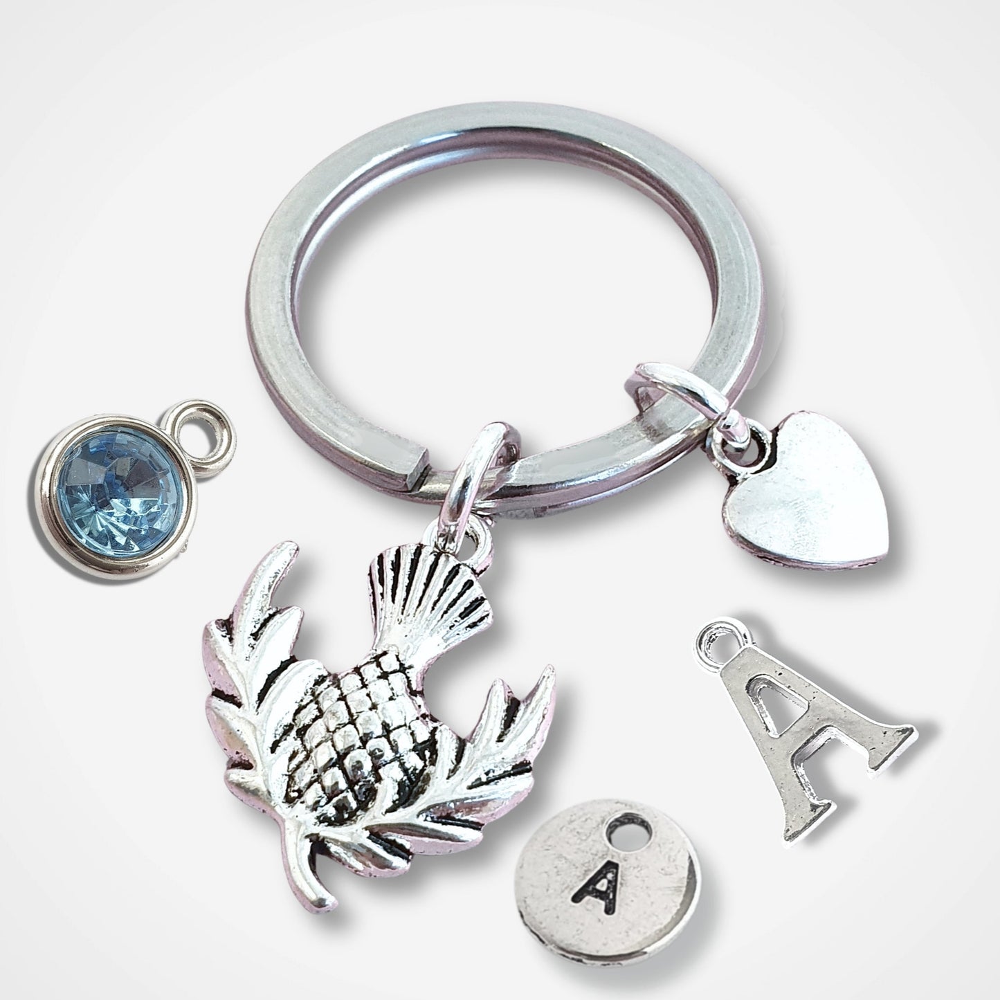 Scottish Thistle Keyring - Silver