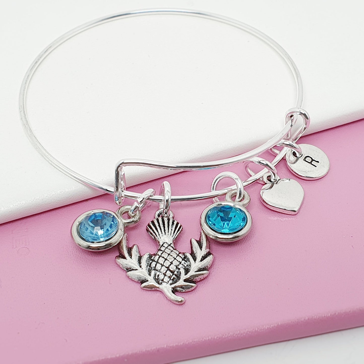 Scottish Thistle Bangle - Silver