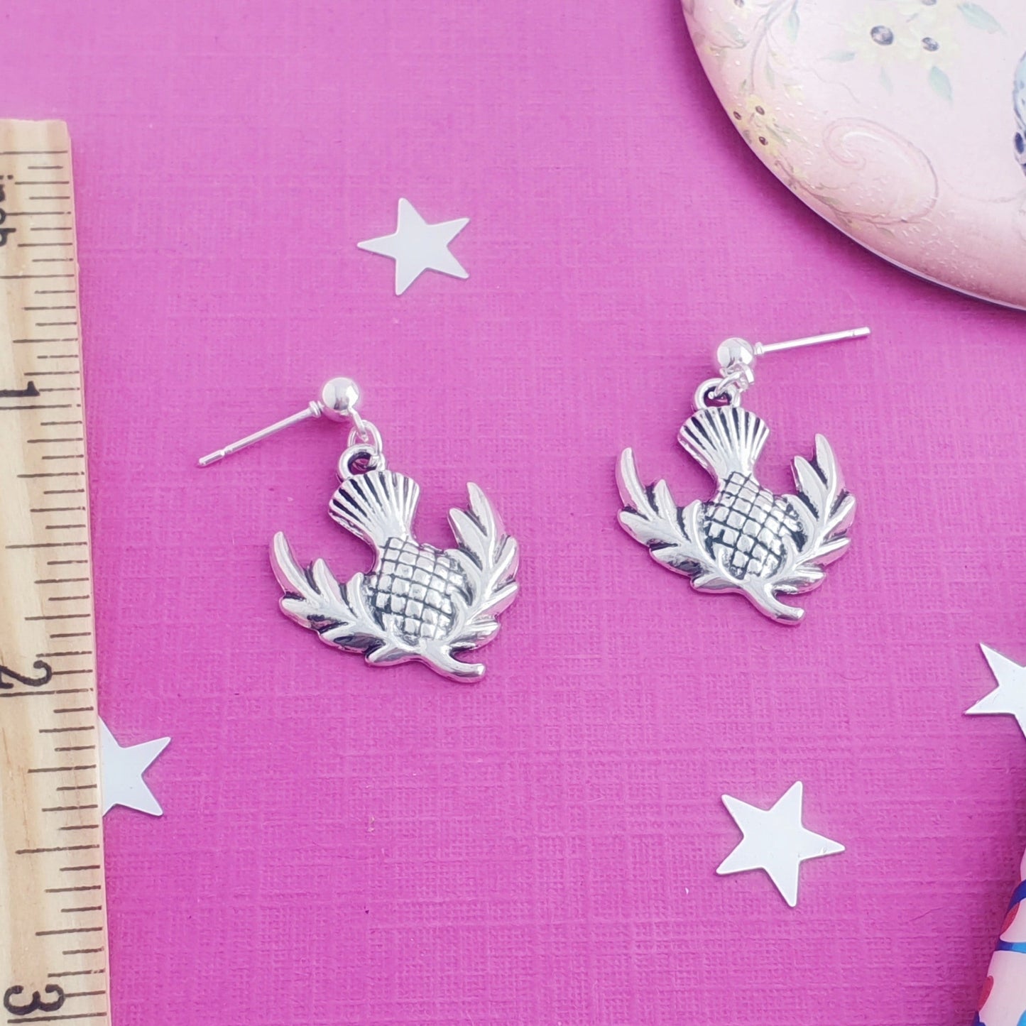 Thistle Stud Earrings - Silver