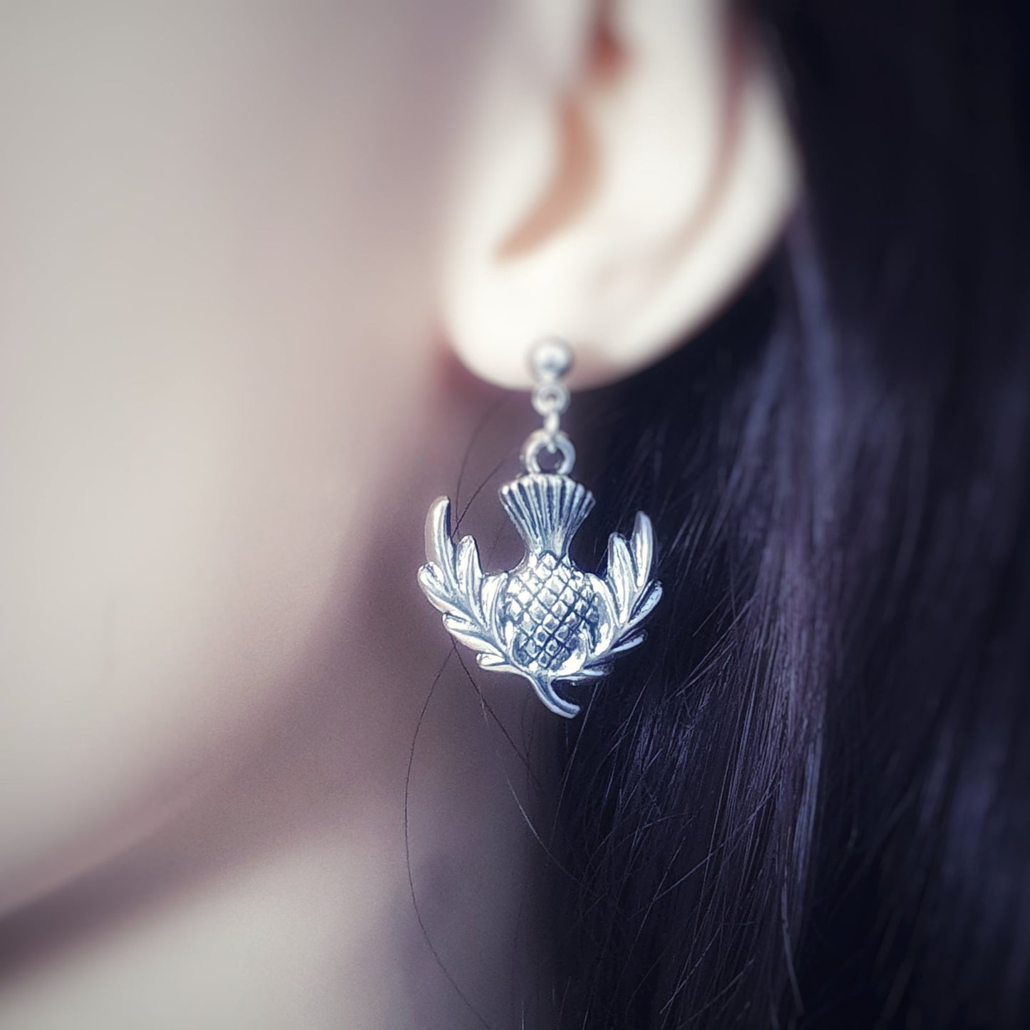 Thistle Stud Earrings - Silver