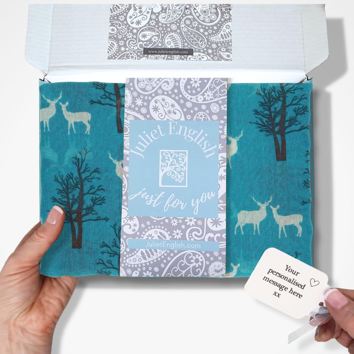 Deer & Forest Scarf - Turquoise