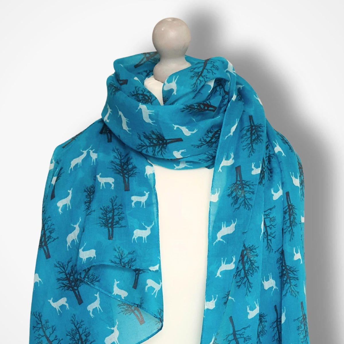 Deer & Forest Scarf - Turquoise