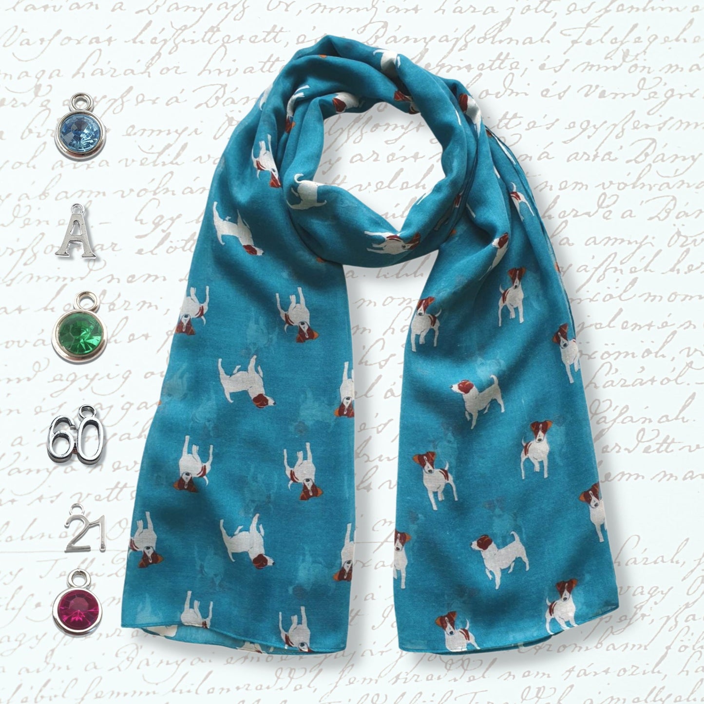 Jack Russell Dog Scarf - Turquoise