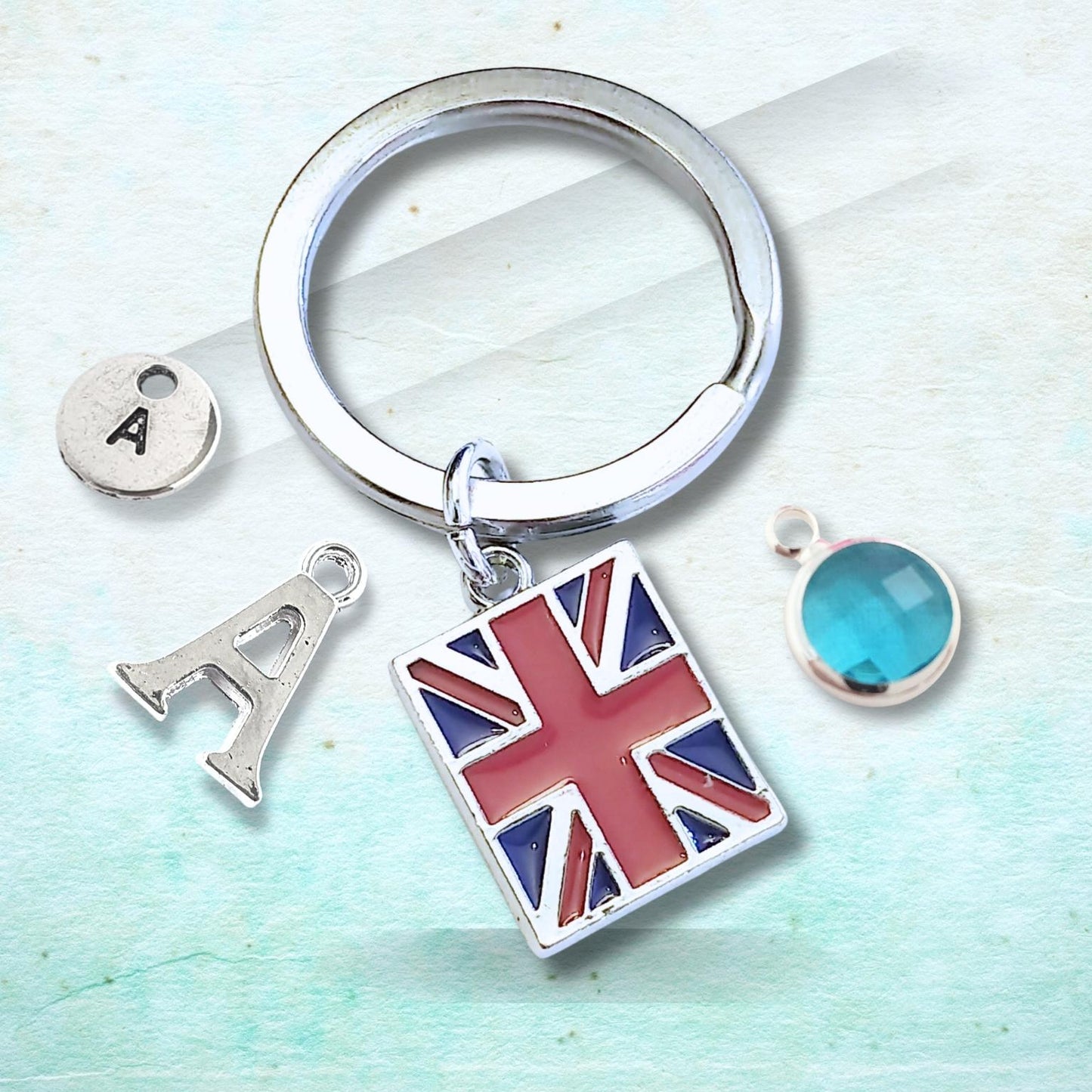 Union Jack Flag Keyring - Silver and Enamel