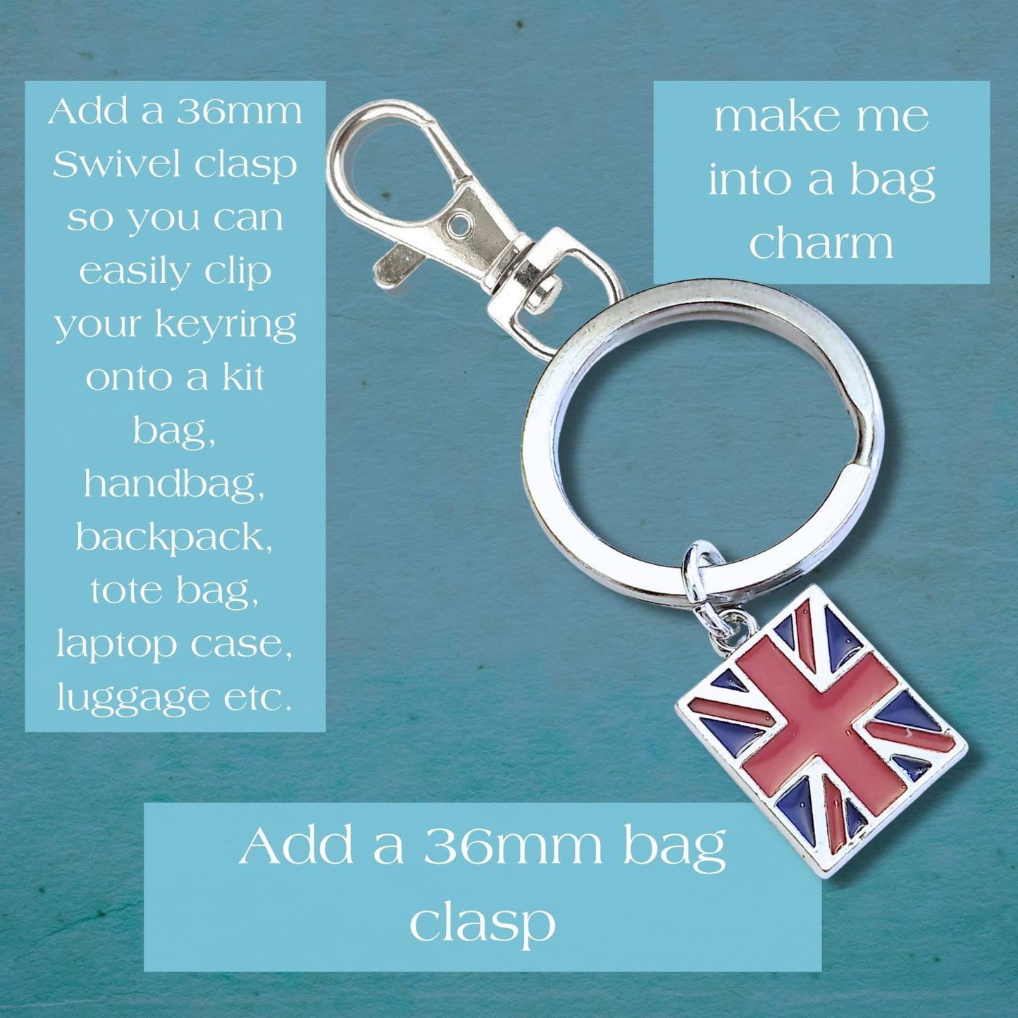 Union Jack Flag Keyring - Silver and Enamel