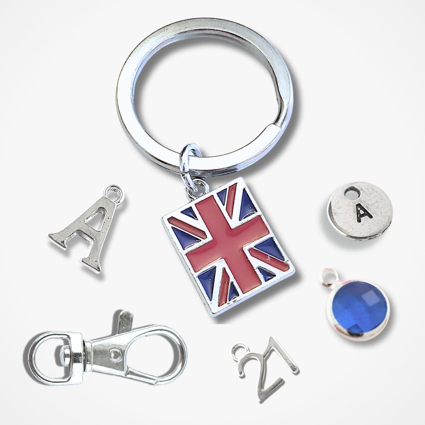 Union Jack Flag Keyring - Silver and Enamel