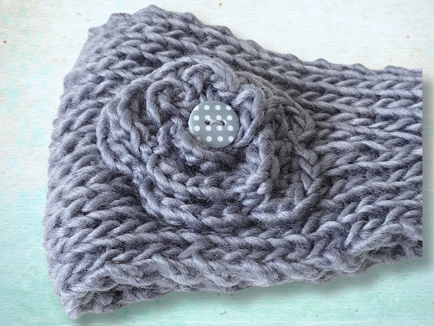 Knitted Flower Headband - Grey