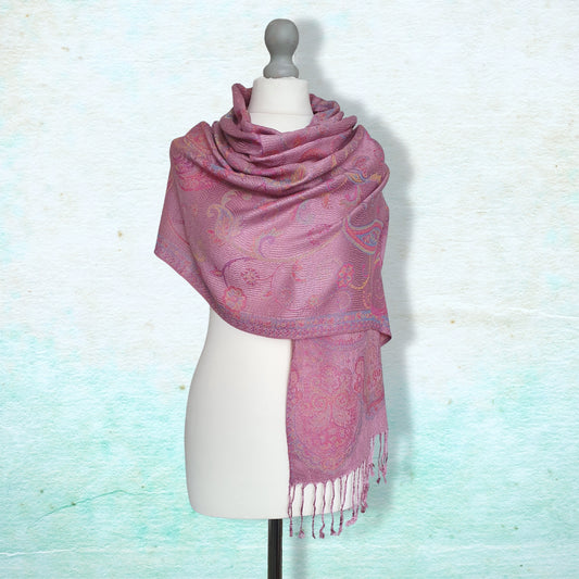 Pashmina Style Paisley Scarf - Pink