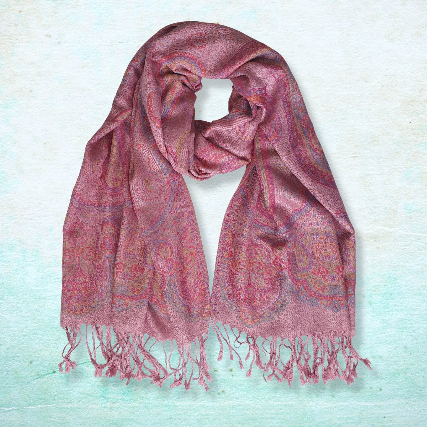 Pashmina Style Paisley Scarf - Pink