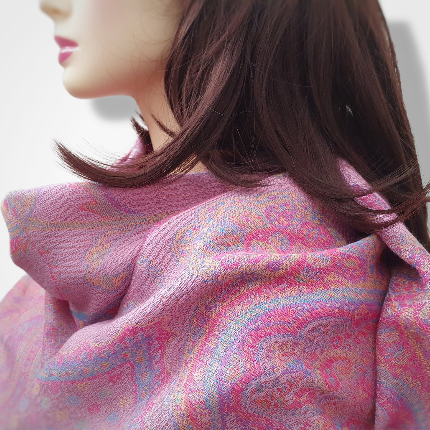 Pashmina Style Paisley Scarf - Pink