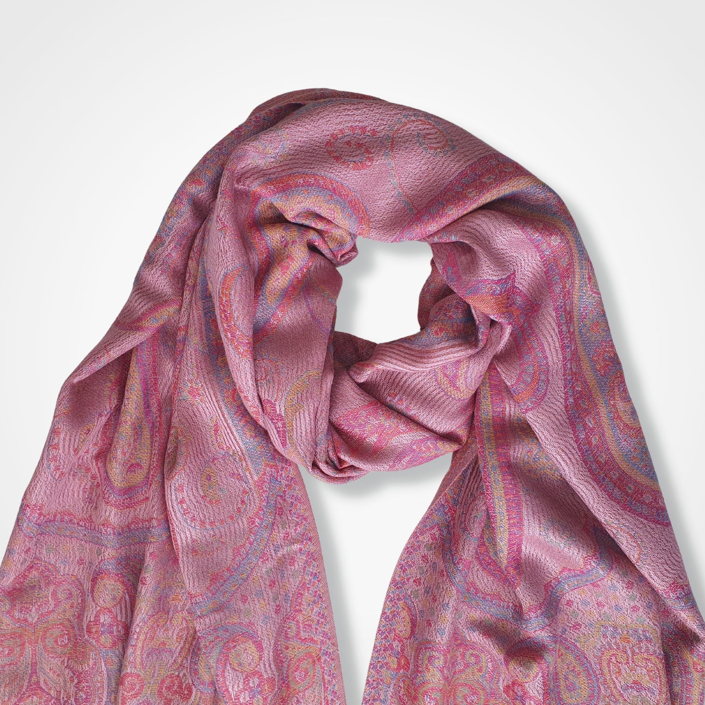 Pashmina Style Paisley Scarf - Pink